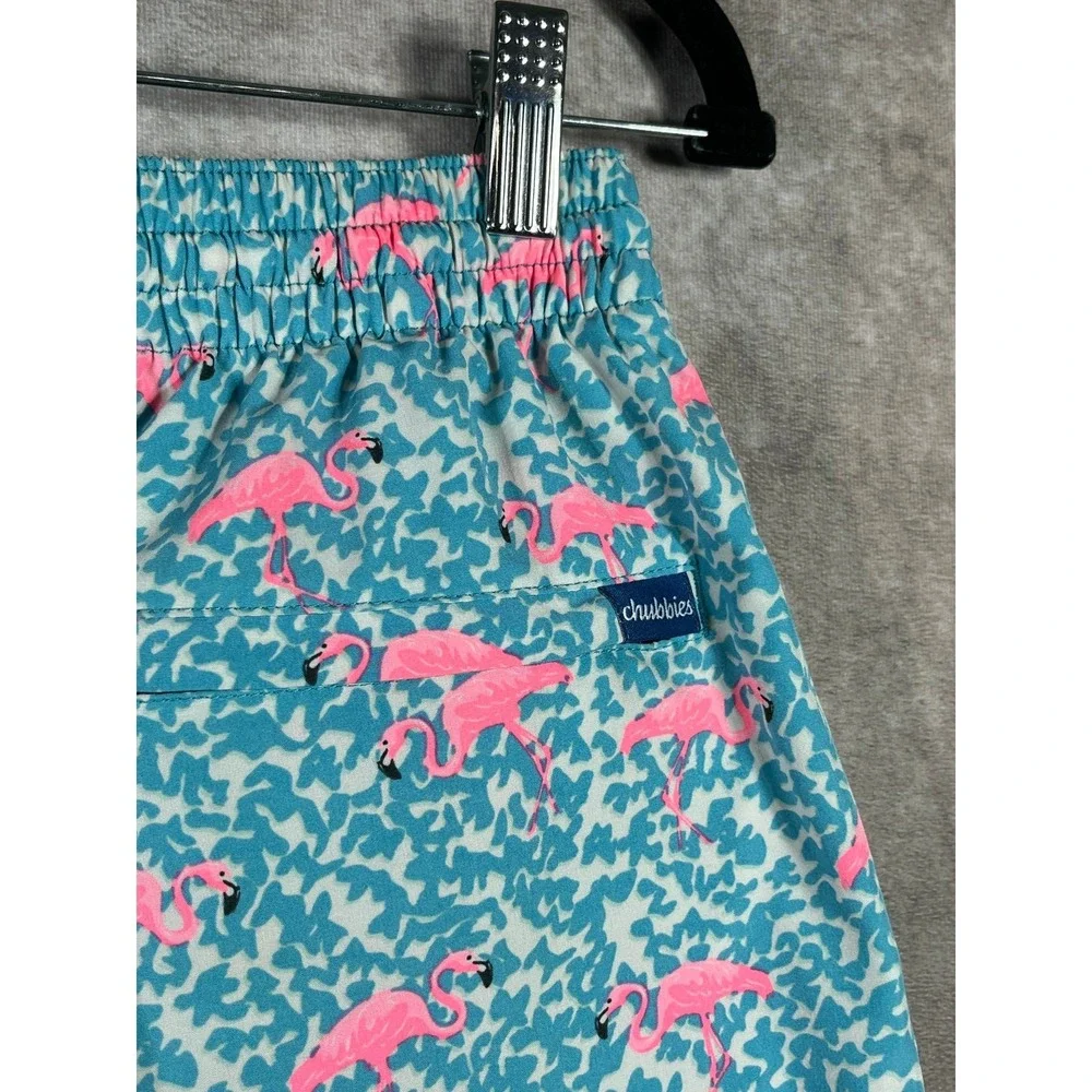 Chubbies The Domingos Are For Flamingos Swim Trunks Mens Medium Blue Beach